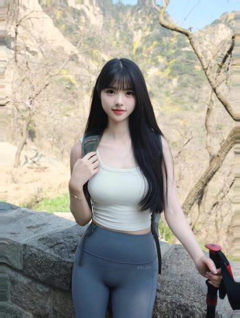 图片[9]-爱爬山的瑜伽裤MM，太甜美了！~-小李街拍