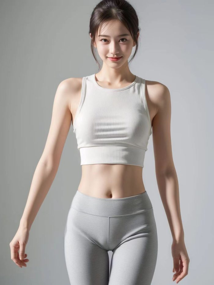 AI瑜伽裤清纯妹子系列图-小李街拍