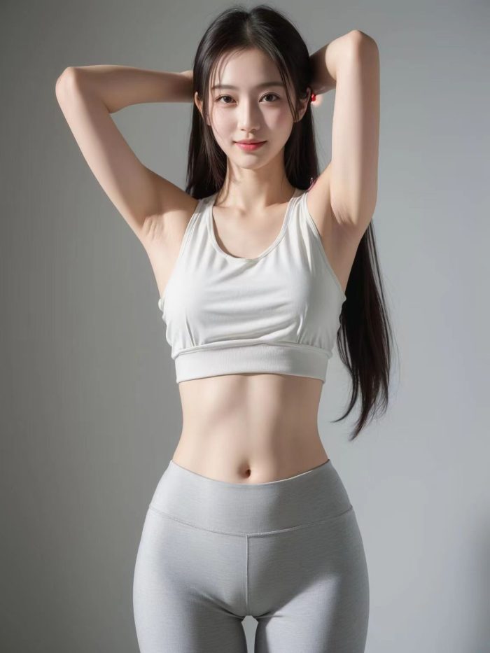 AI瑜伽裤清纯妹子系列图-小李街拍